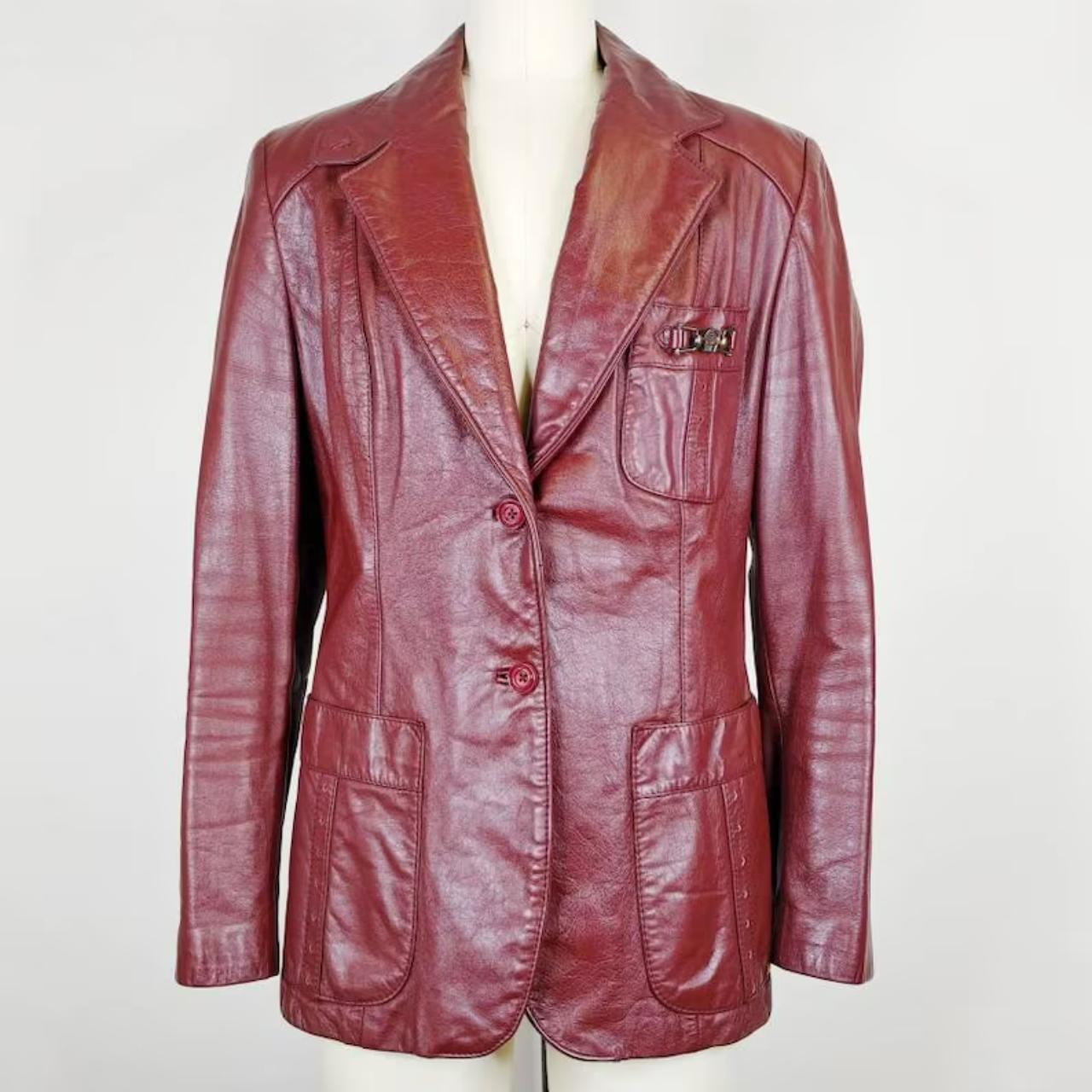 Aigner deals Oxblood Brown Leather Vintage Blazer Womens Size 14