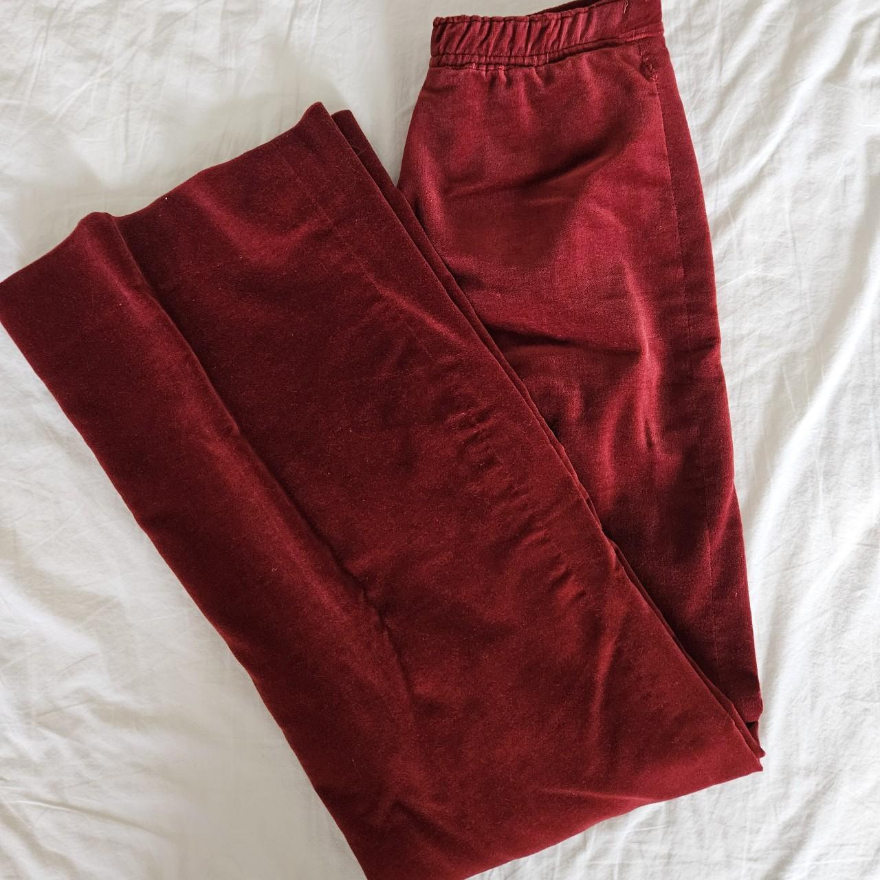 Red velvet-flare-pants - Depop