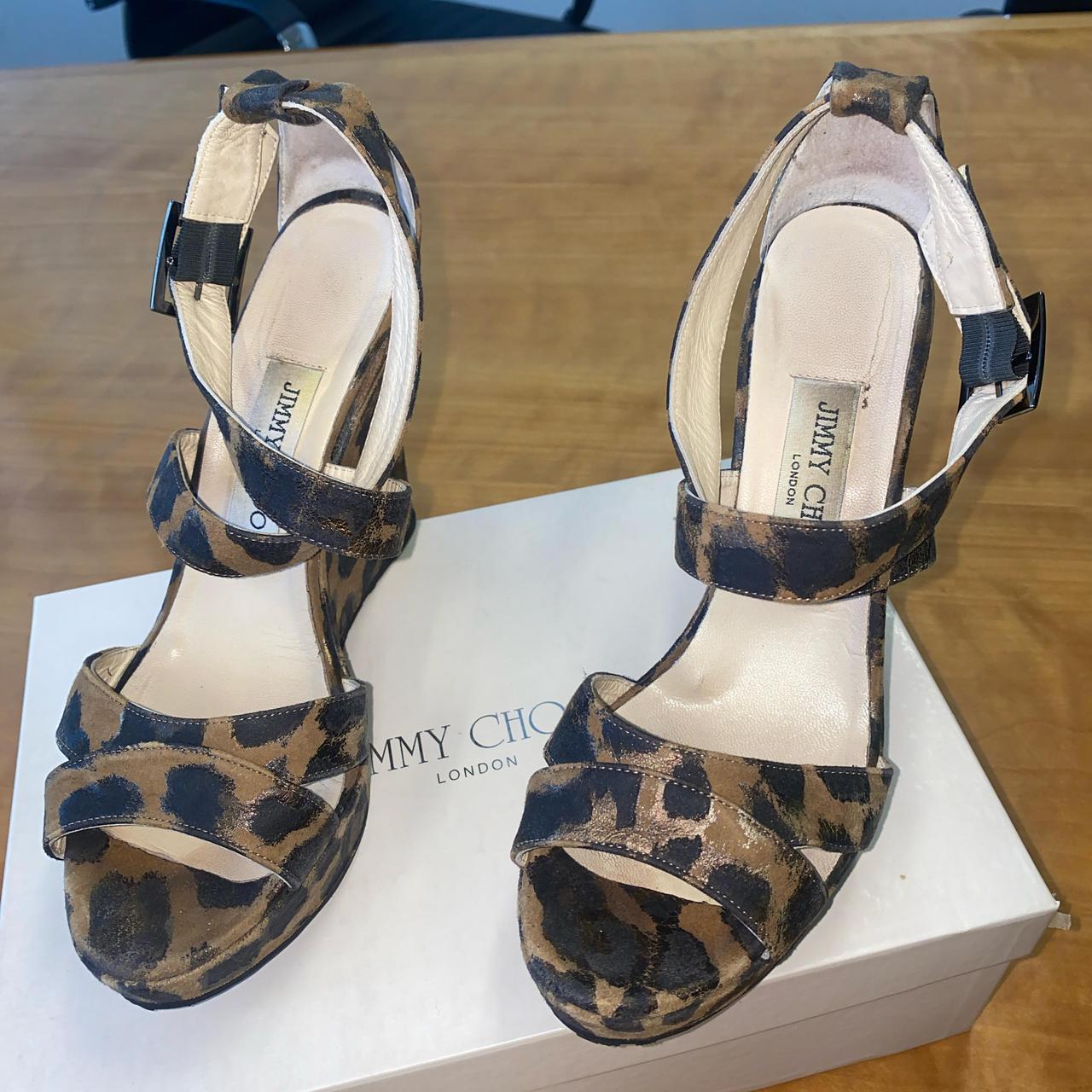 Jimmy Choo Leopard print wedge sandals Style | Depop