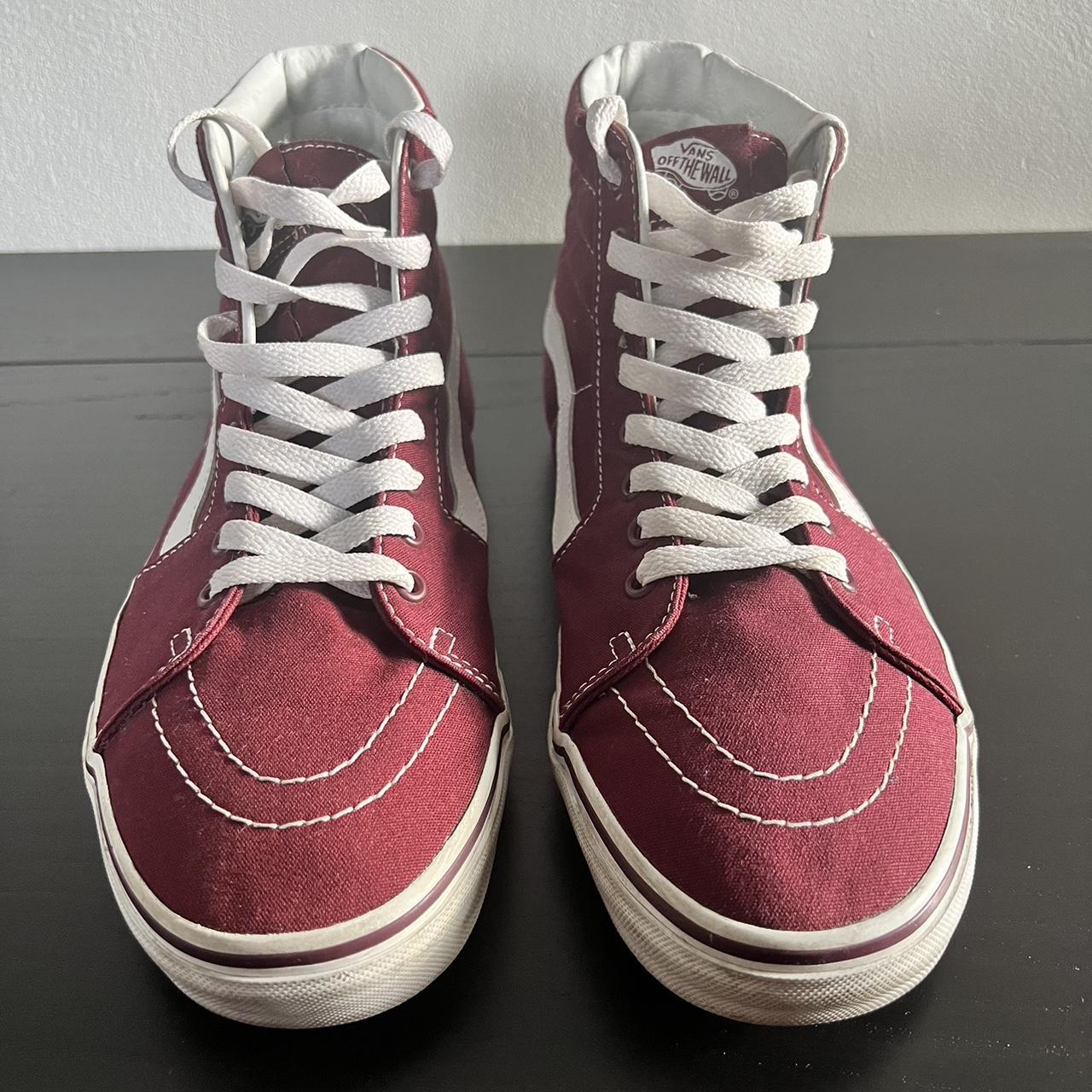 Burgundy sk8 hi vans clearance mens