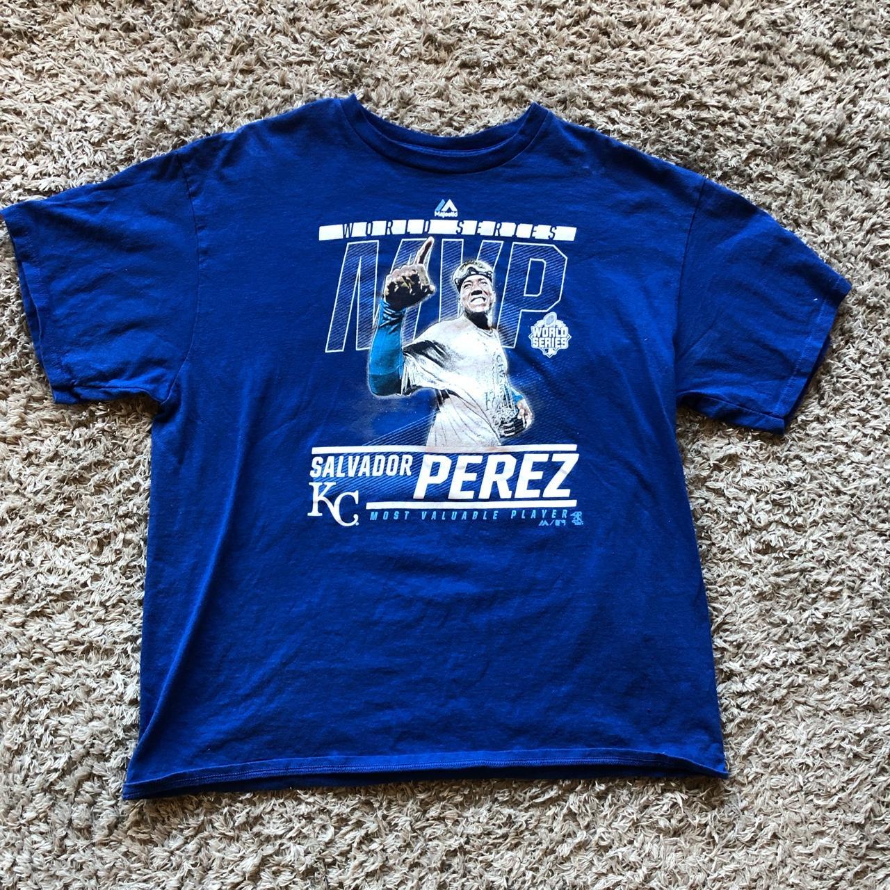 Majestic, Shirts & Tops, Kansas City Royals World Series Salvador Perez  Jersey