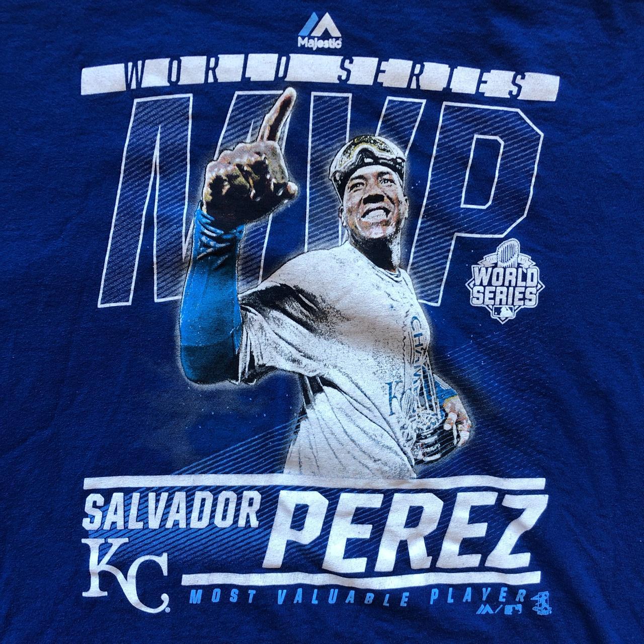 Majestic, Shirts & Tops, Kansas City Royals World Series Salvador Perez  Jersey