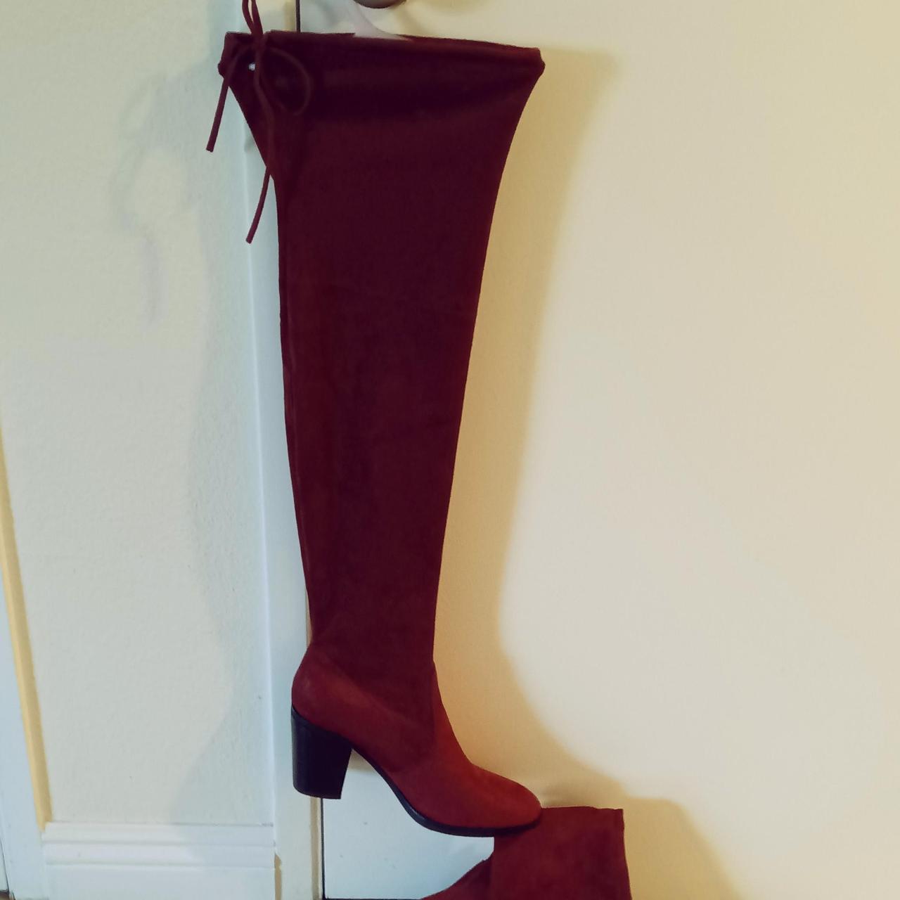 over the knee cognac suede boots