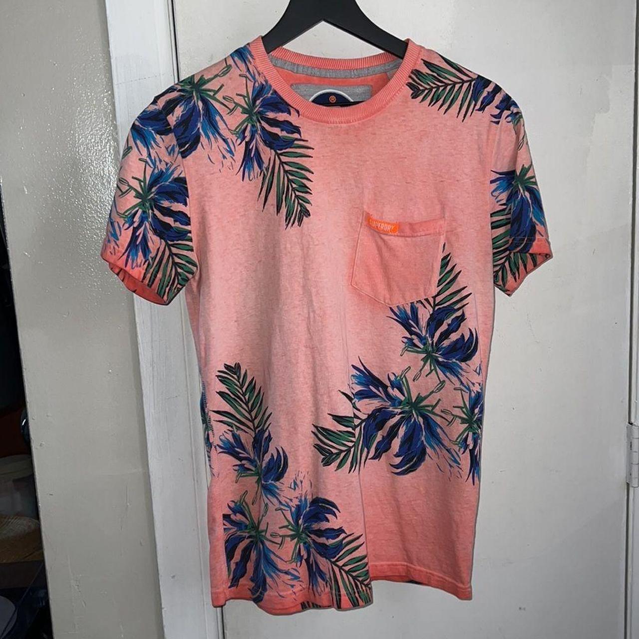 Superdry Men's Pink and Blue T-shirt (2)