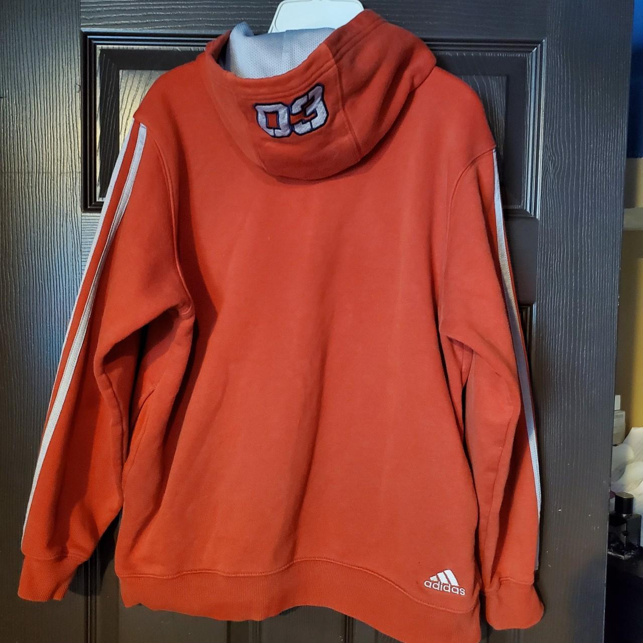 Adidas Men's White and Orange Hoodie Depop