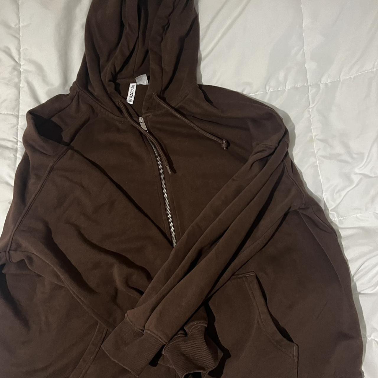 brown h&m zip up - Depop