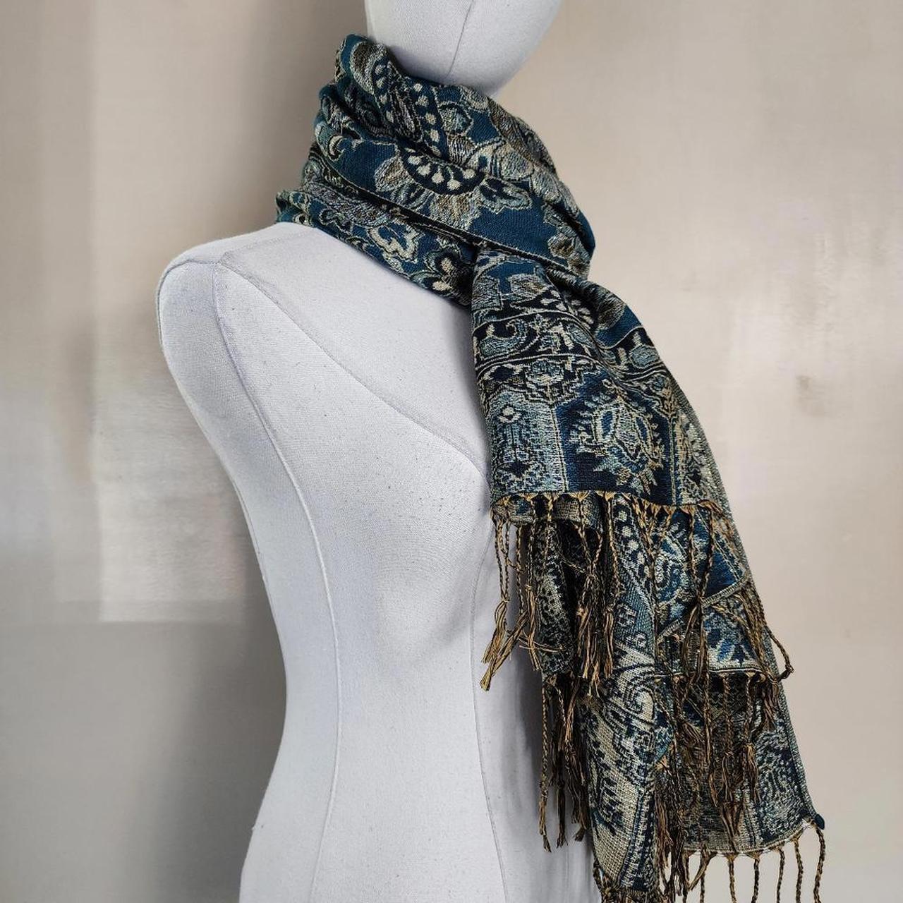 ◽️ Teal and gold shimmer paisley floral