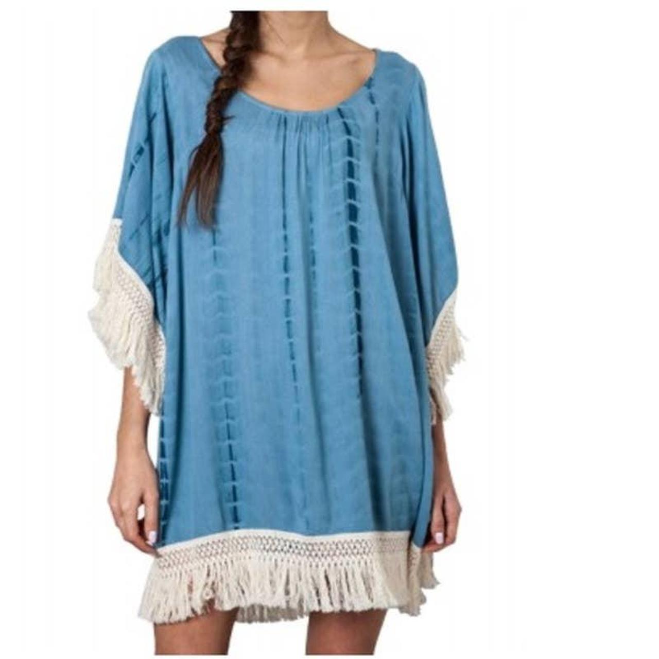 Umgee Tie dye fringe dress in blue. This adorable,... Depop