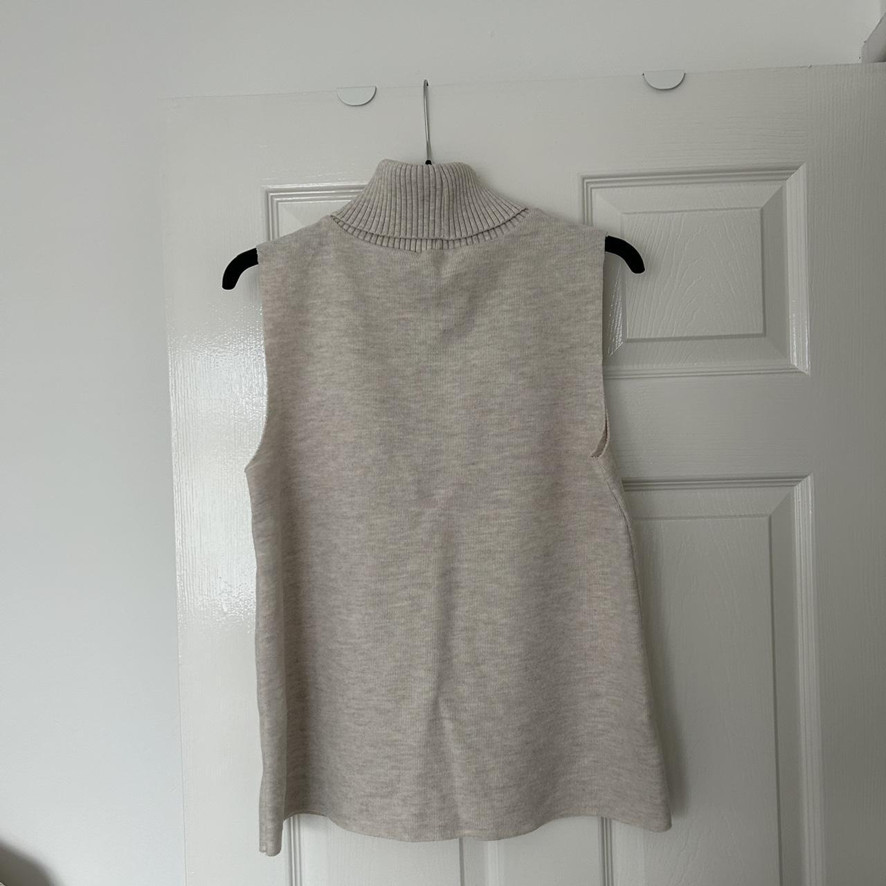 ZARA cream/beige no sleeve turtle neck thin jumper... - Depop