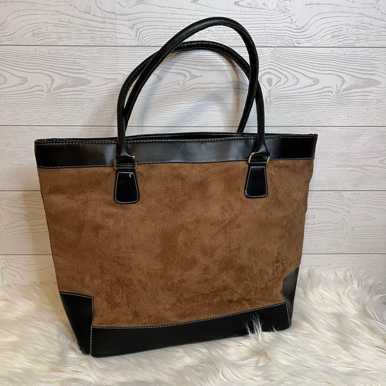 EUC Unbranded brown faux suede tote/shoulder bag.... - Depop