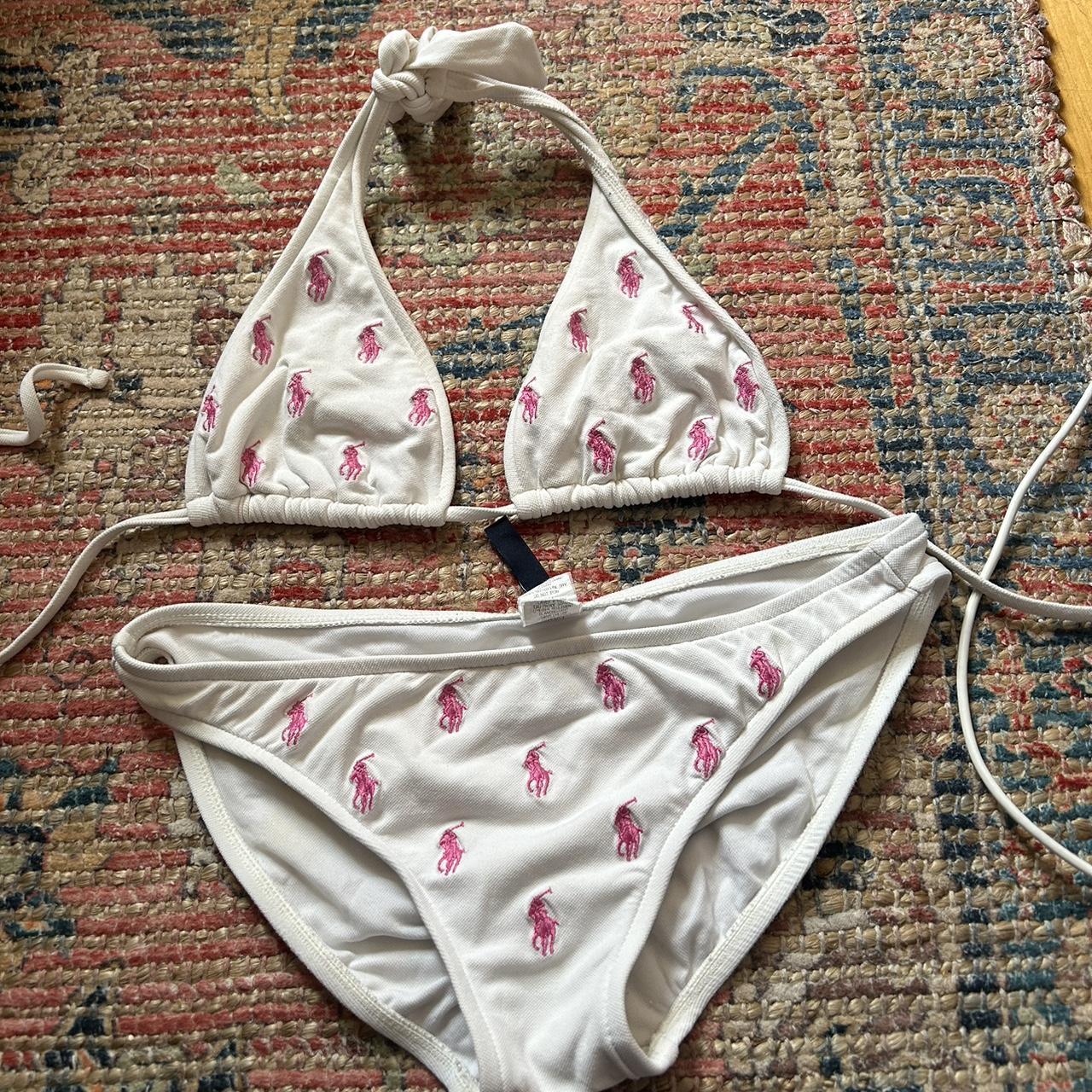 Ralph Lauren Women's Pink and White Bikinis-and-tankini-sets | Depop