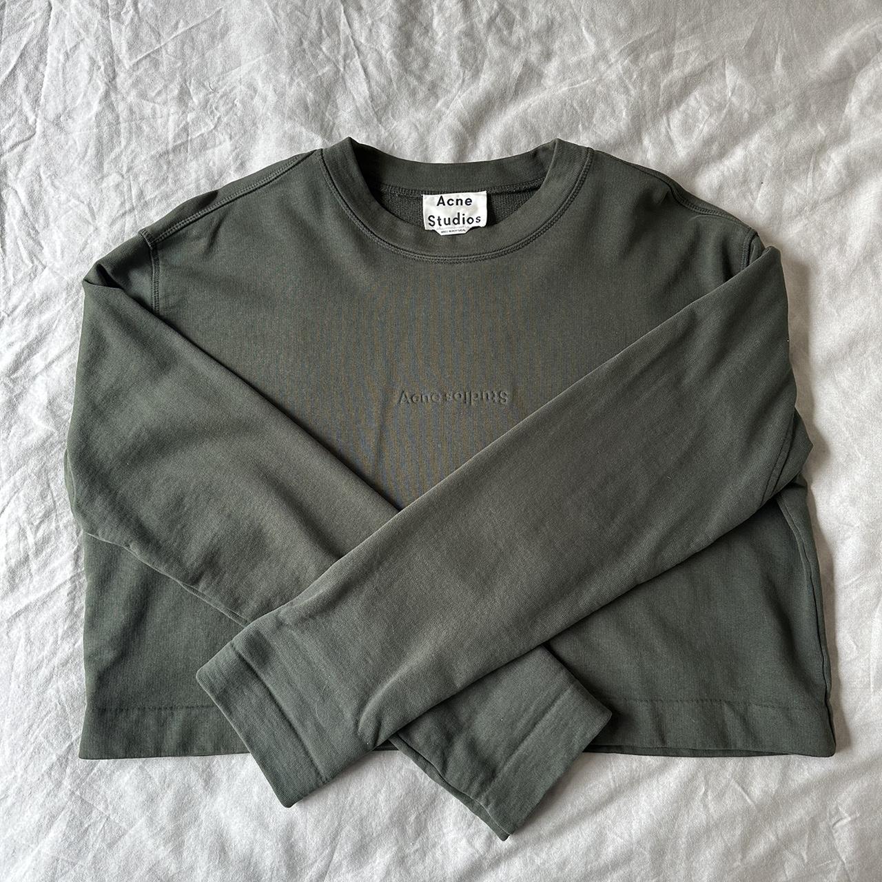 Acne Studios Odice Crop Embossed Logo Sweatshirt in... - Depop