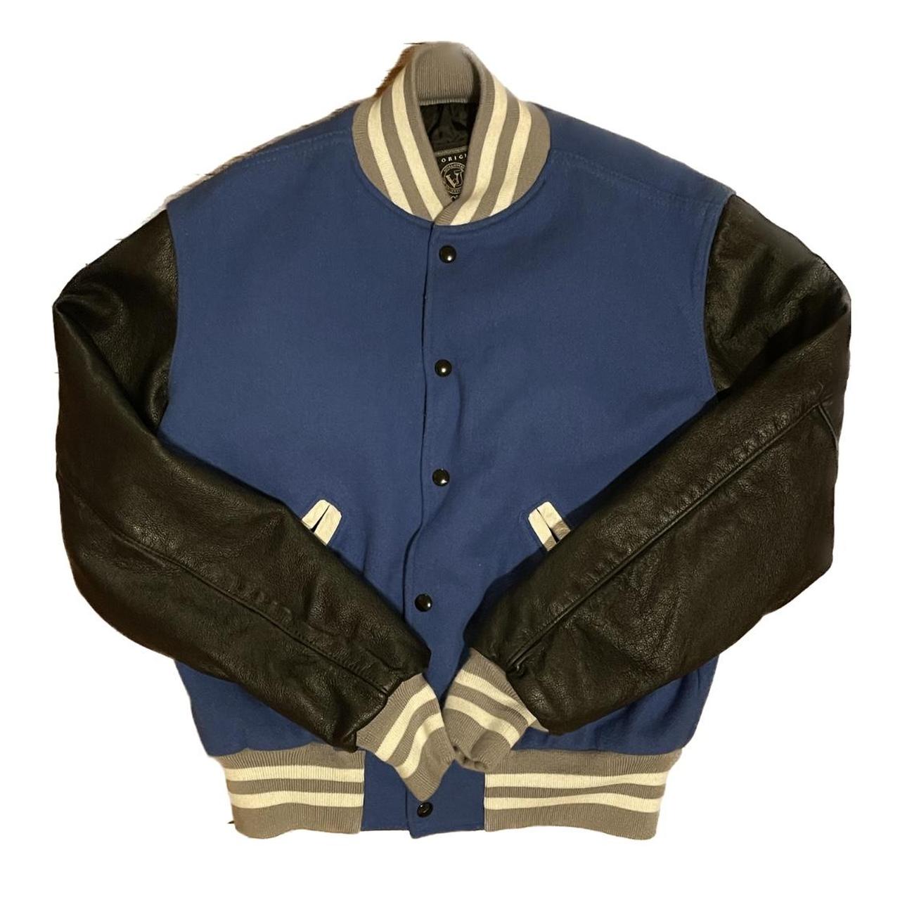 -Vintage Blue Varsity Jacket -Size Small -Excellent... - Depop