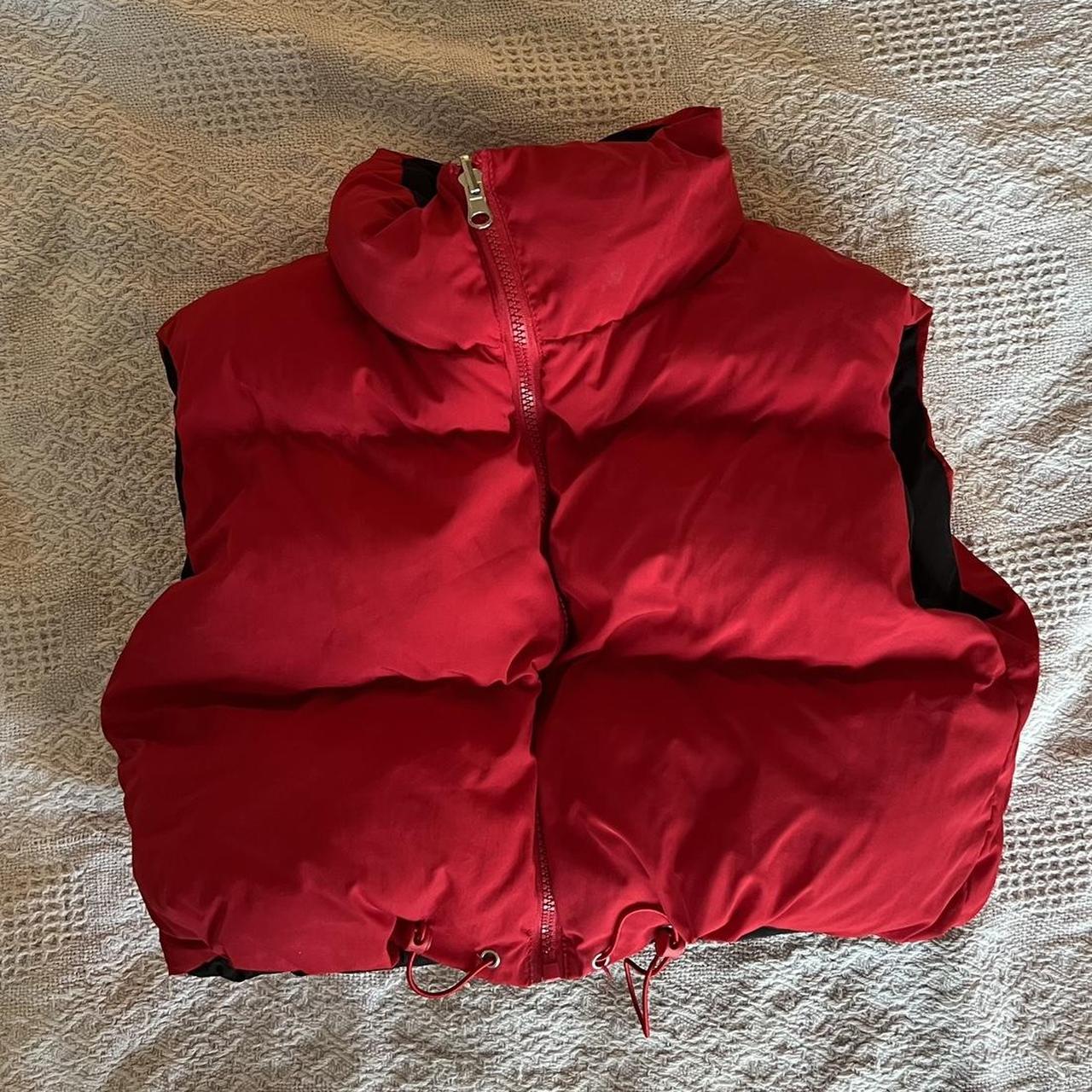 Depop Shein Gilets Shein Adjustable Cropped Red Puffer Vest