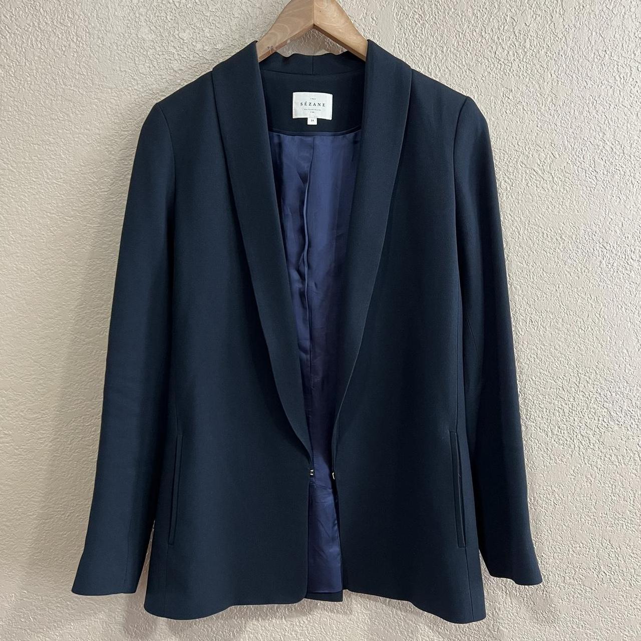 Sezane Sarina Jacket Blazer Black Shawl Collar Size... - Depop