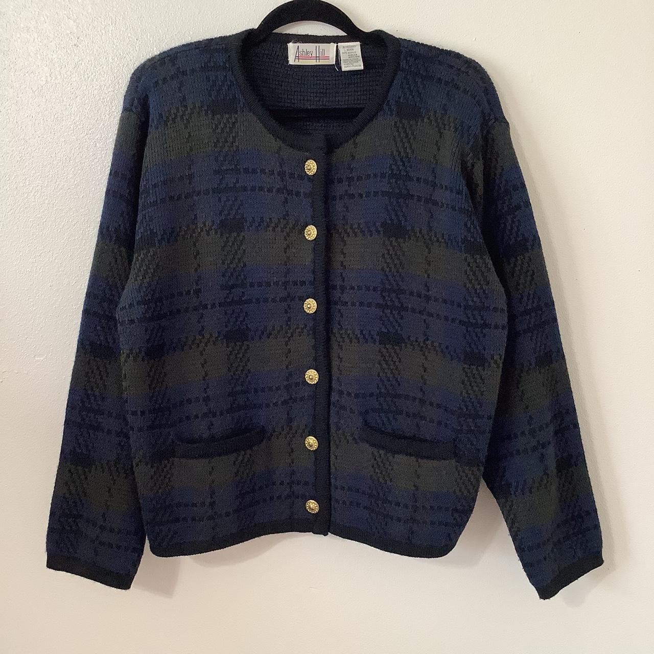 Vintage Women's Cardigan - Navy/Multi - M – Ashley Hill Vintage Dark Academia Preppy Old …