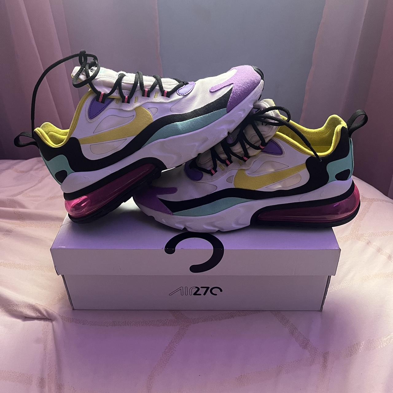 Nike air max 270 react trainer shop white / dynamic yellow / black