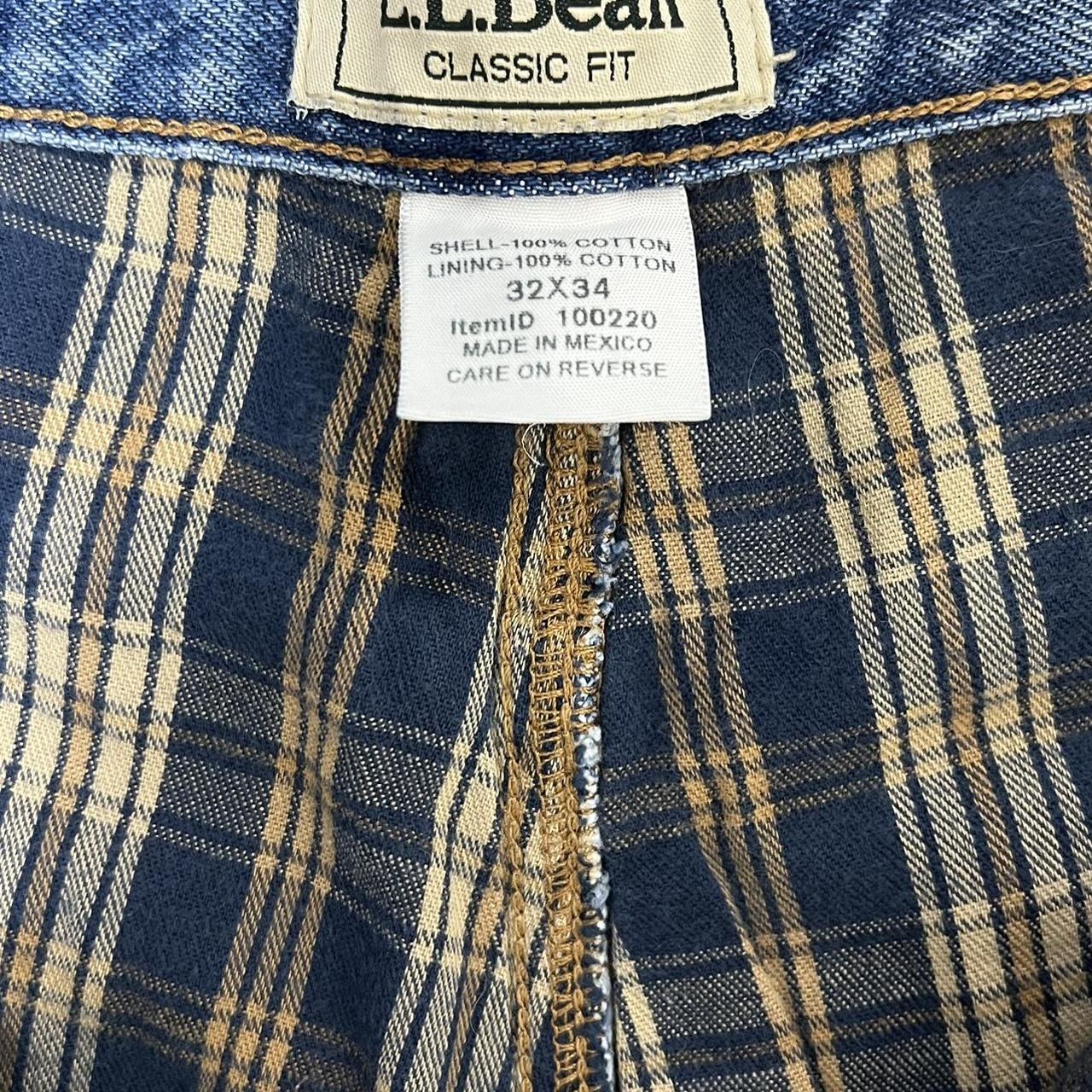 LL Bean Mens Classic Fit Flannel Lined Denim Blue... - Depop