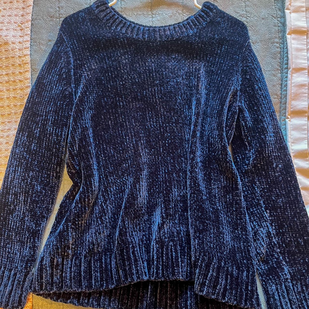 Women’s dark blue knit sweater Size M New... - Depop