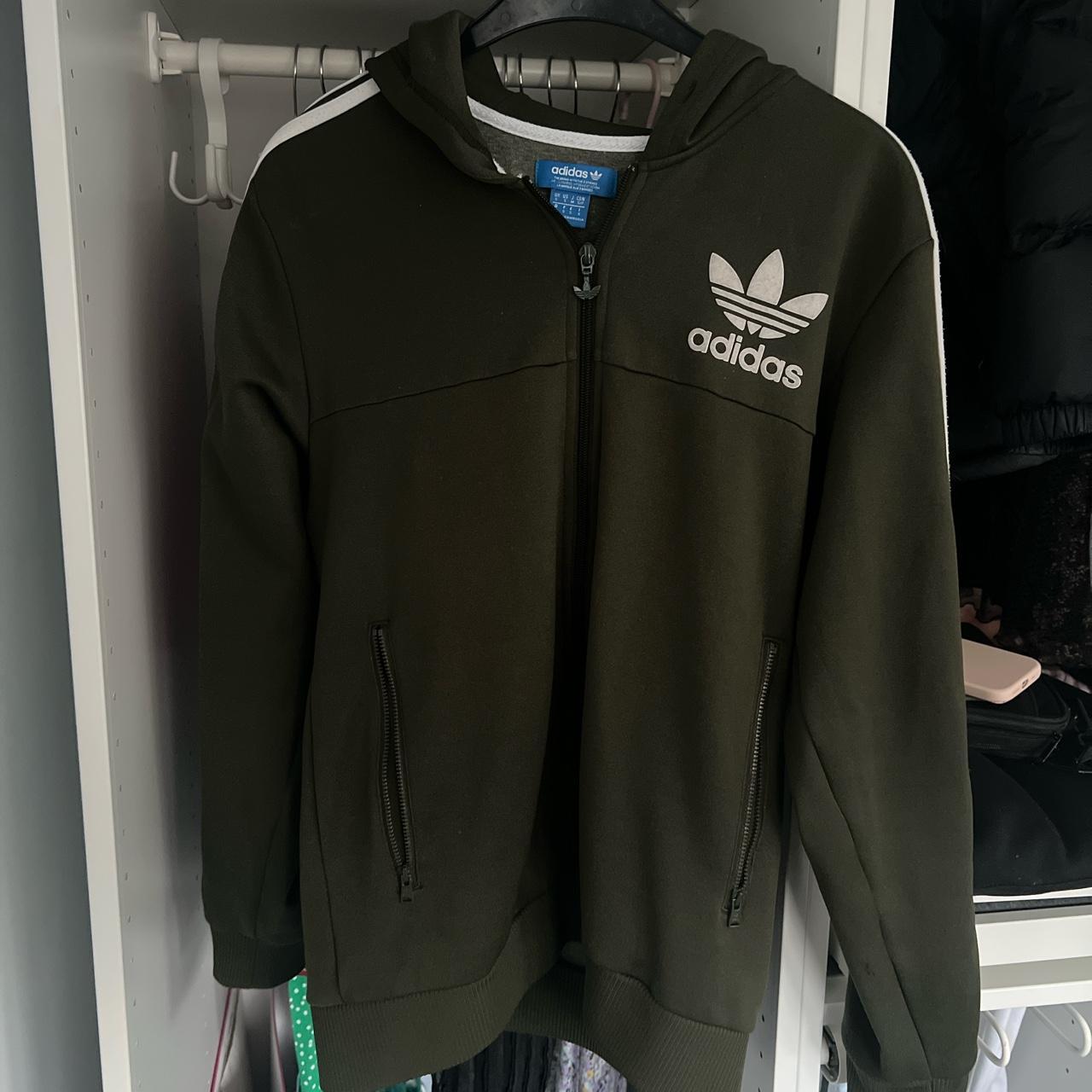 Adidas Men's Green And White Hoodie 