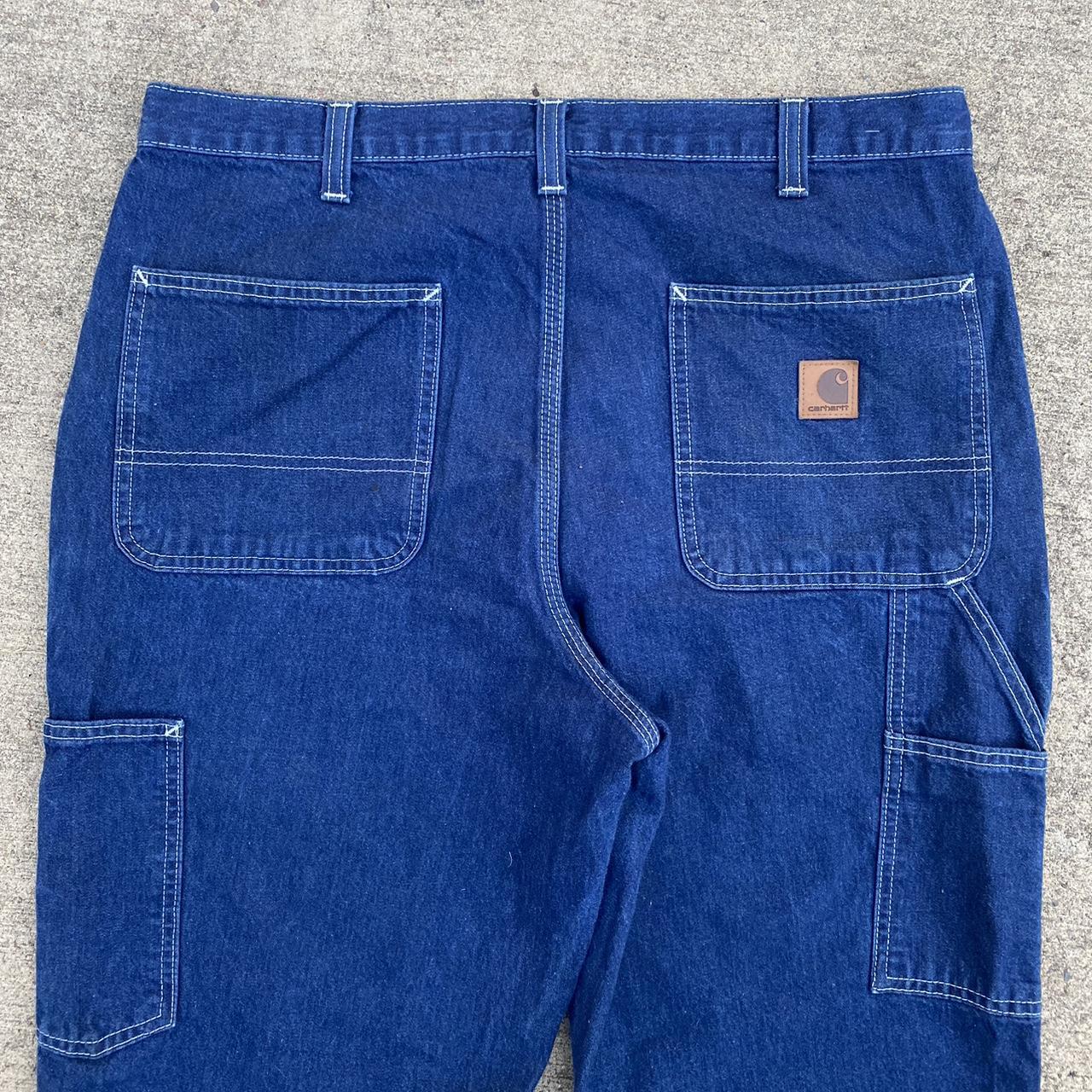 dark blue carhartt jeans size 34x30, baggy... - Depop