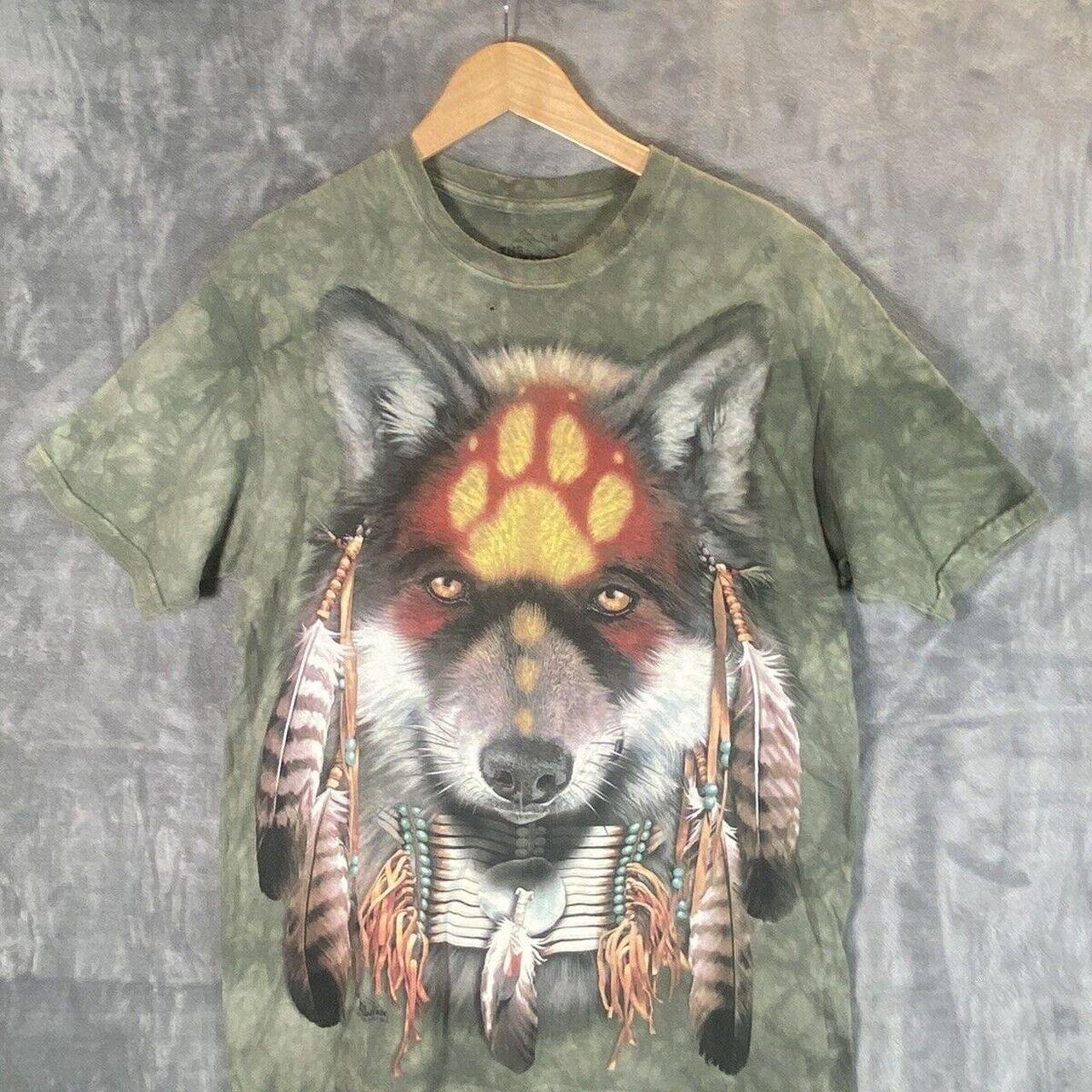 The Mountain Wolf T Shirt M Animal Nature Big Face... - Depop