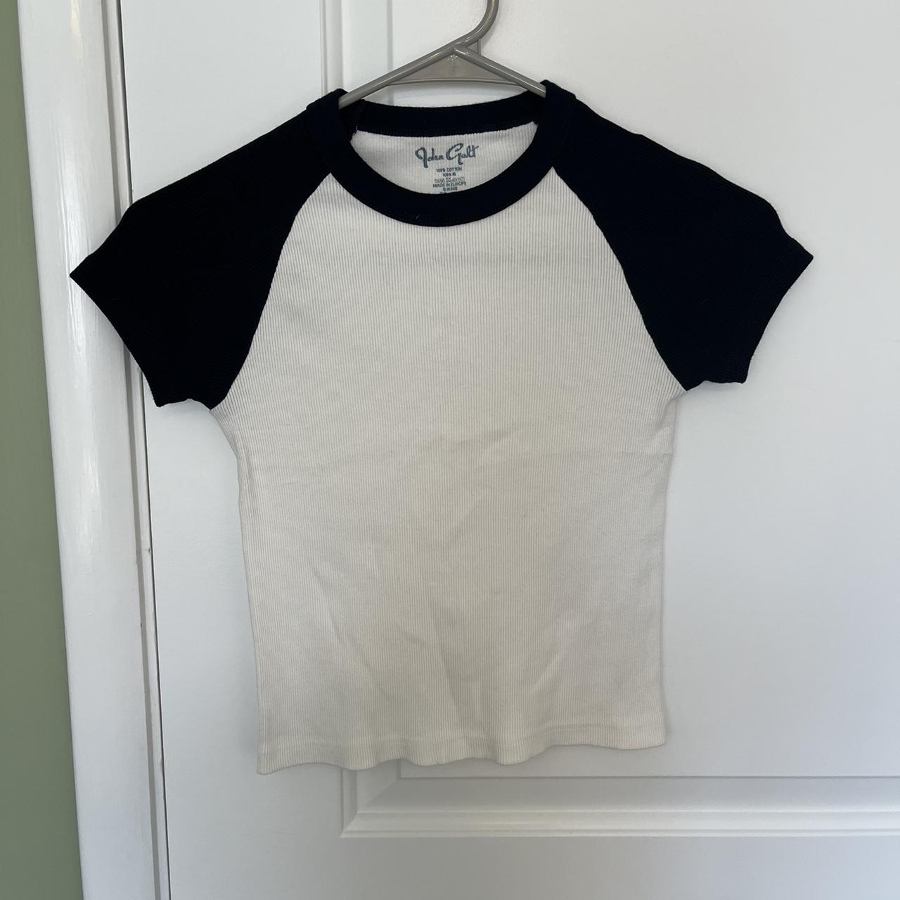 Brandy Melville Bella Ribbed Top Black/White Brandy... Depop