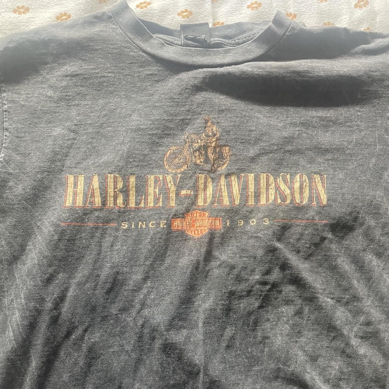 Harley Davidson Men's Black and Grey T-shirt | Depop