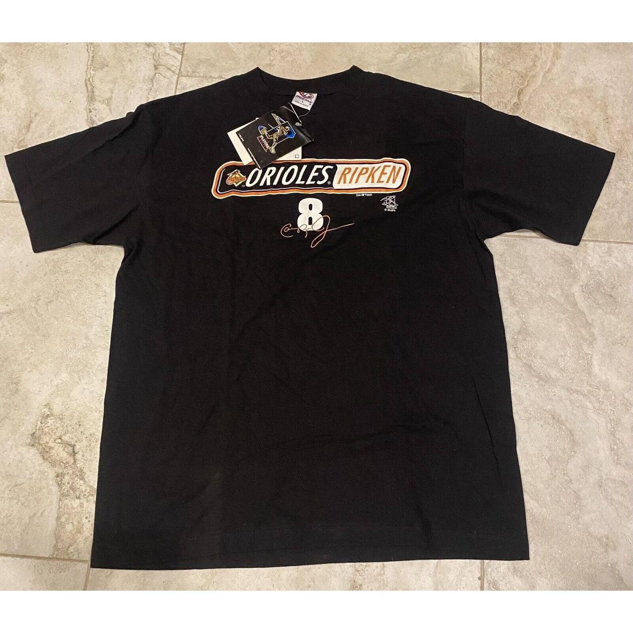 Vintage True Fan Black Baltimore Orioles Cal Ripken 8 T Shirt Men Size XL  2001