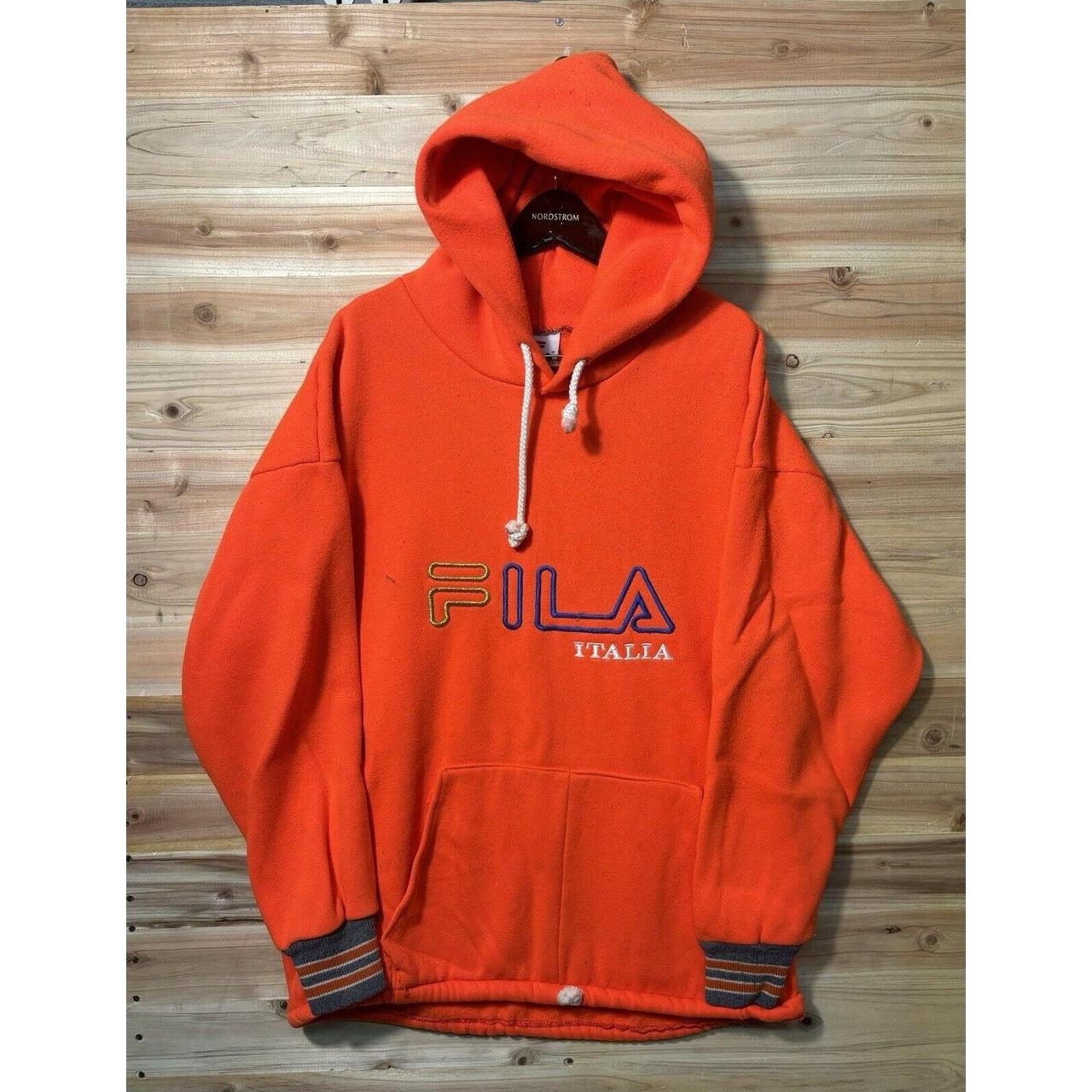 Vintage 80s FILA Italia Hoodie Sweatshirt Orange. Depop