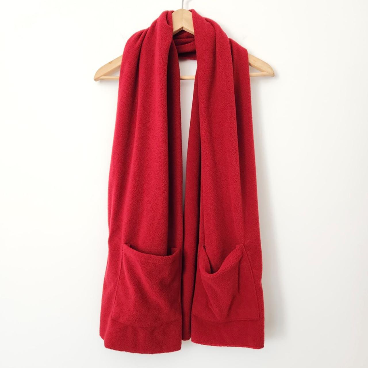 Maramatte Red Fleece Blanket Scarf With Pockets... Depop