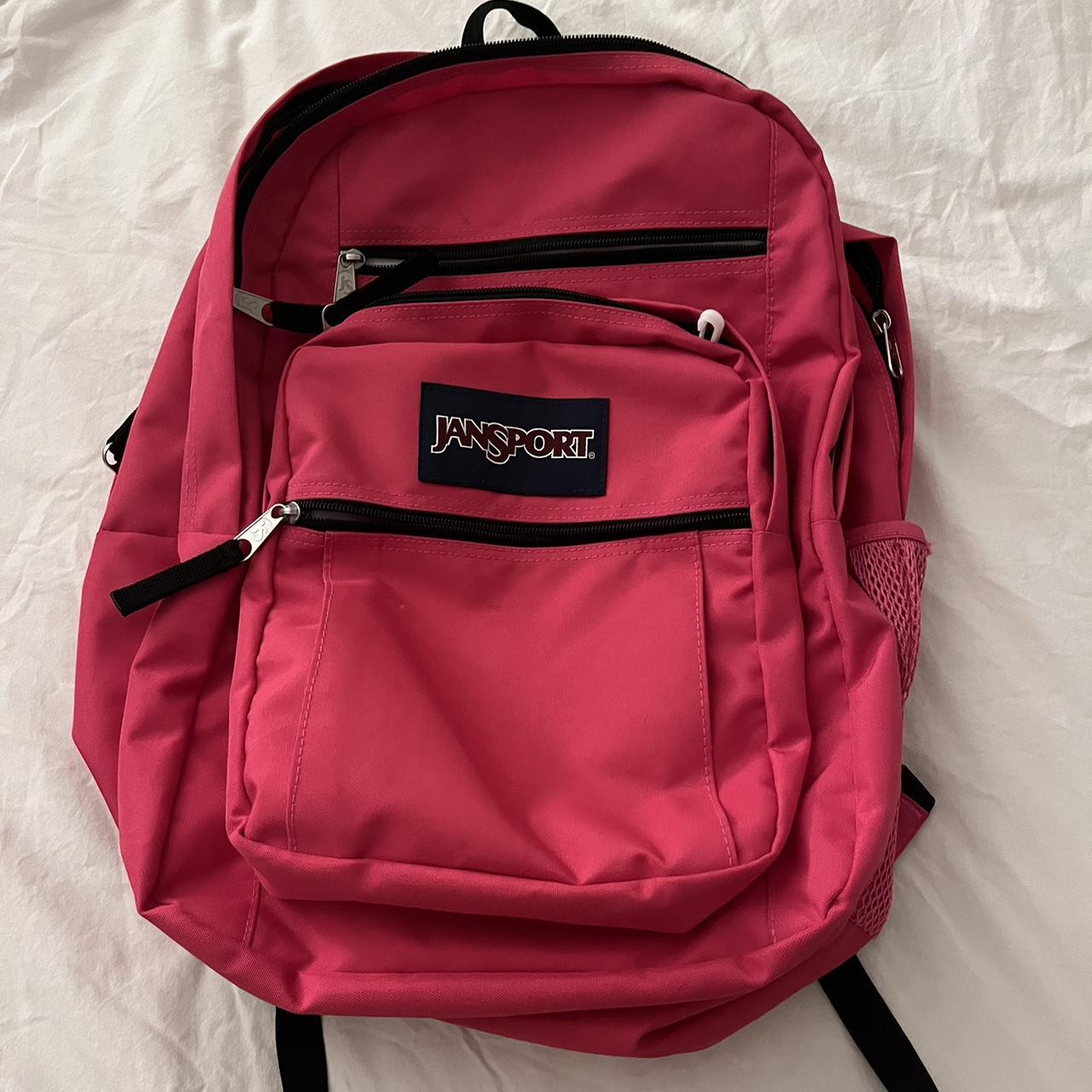 Hot pink jansport backpack with lots of pockets and... - Depop