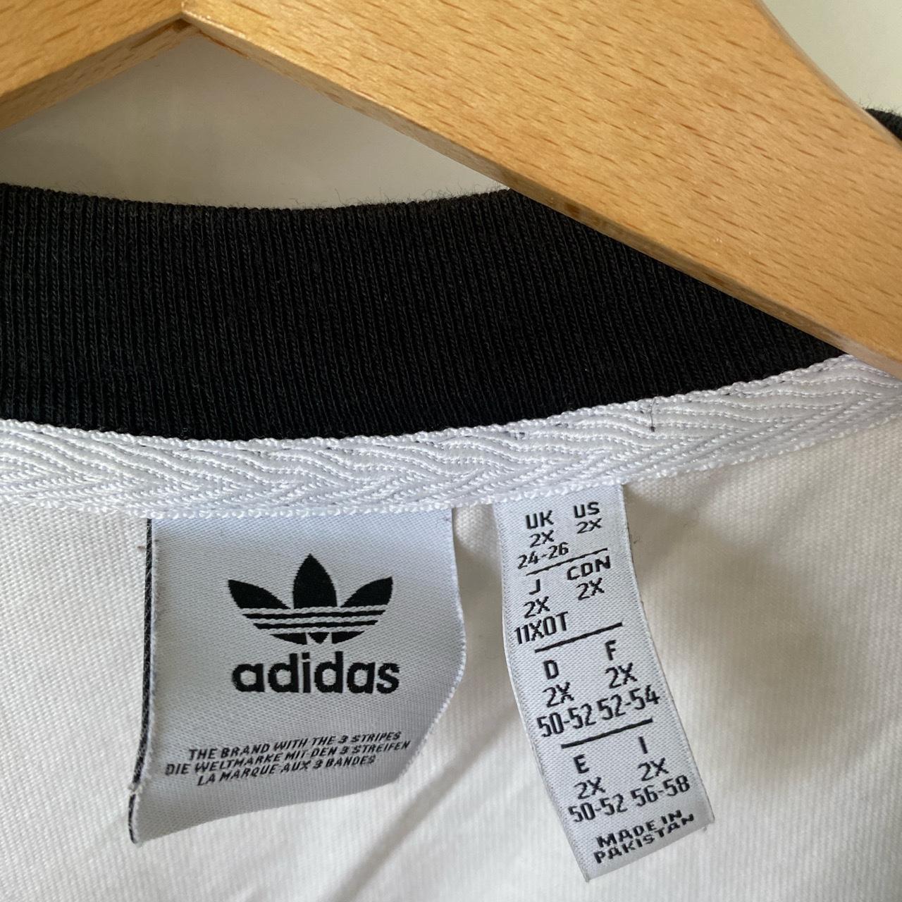 Adidas white polo crop top t-shirt with black... - Depop