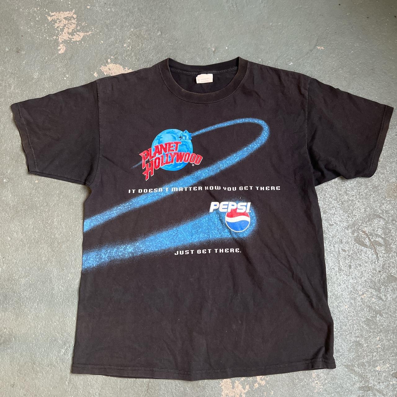 Planet Hollywood Men's Black and Blue T-shirt | Depop