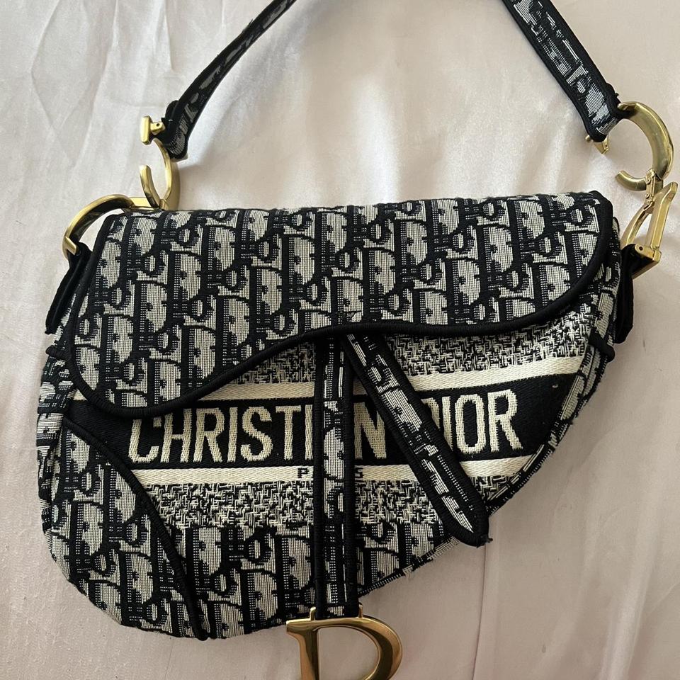 Christian Dior Saddle Bag Beige and Black Only worn - Depop