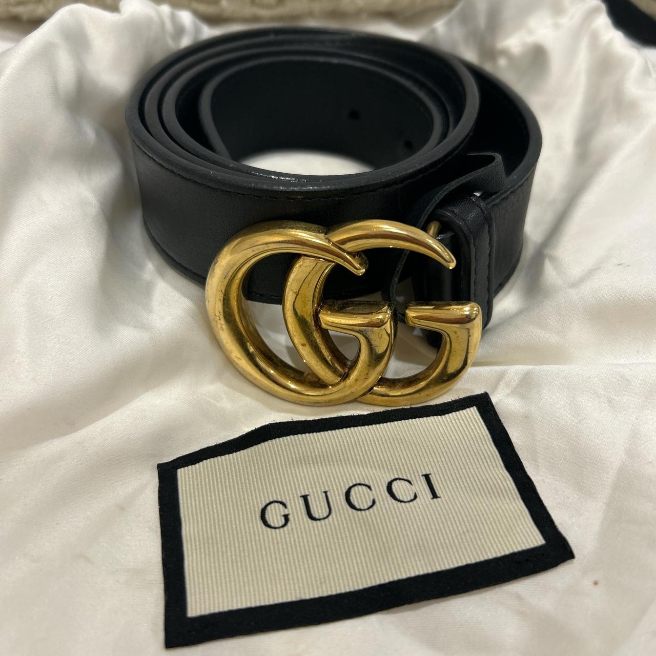 Black Gucci belt with original dust bag. Only worn a... - Depop