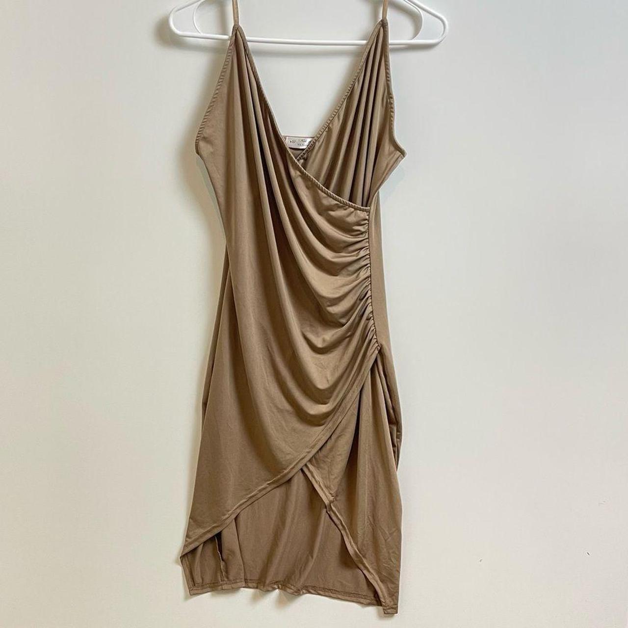 Body Wrap Women's Tan and Cream Dress