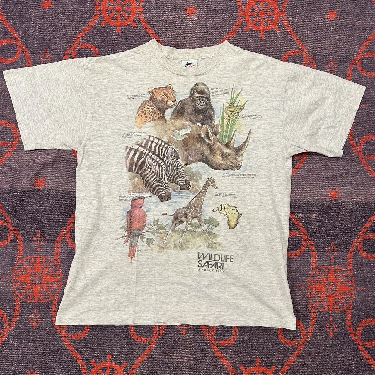 Vintage 90s habitat wildlife grey tee shirt single... - Depop
