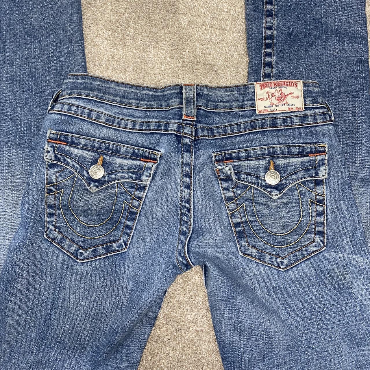 vintage true religion jeans have a skinny fit low... - Depop