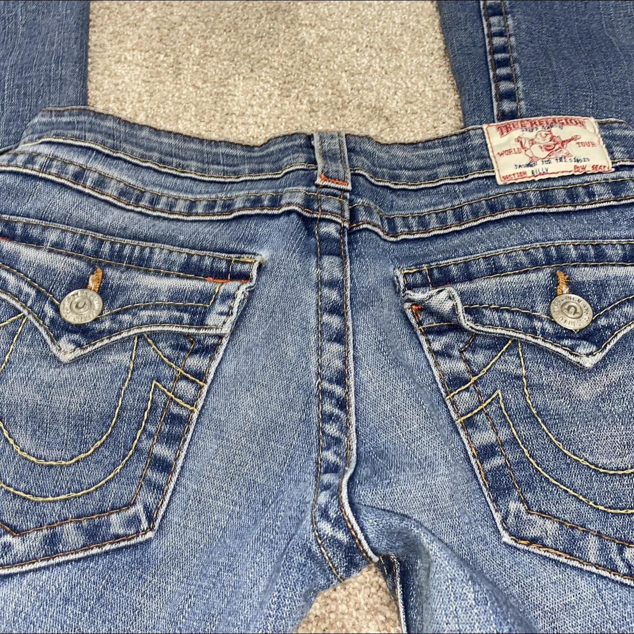 vintage true religion jeans have a skinny fit low... - Depop