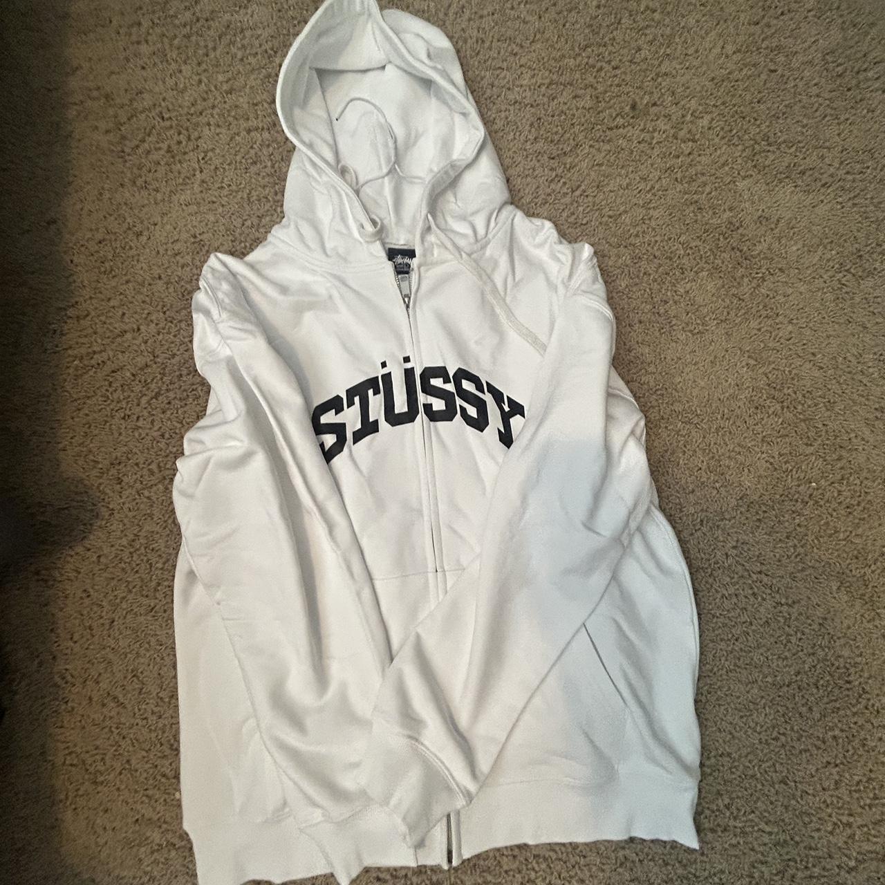 white stussy hoodie - Depop