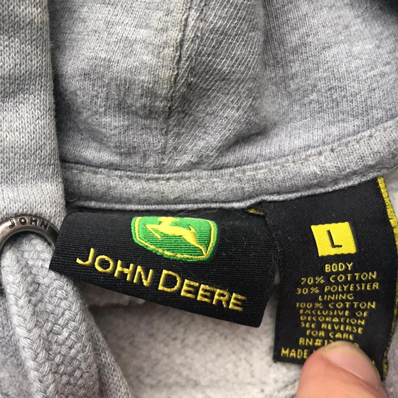 John Deere Men's Grey and Green Hoodie | Depop