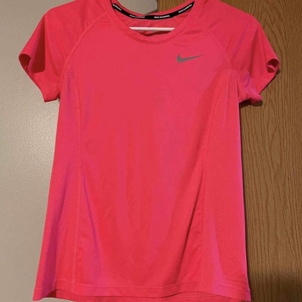 nike dri fit shirt size s neon pink - Depop