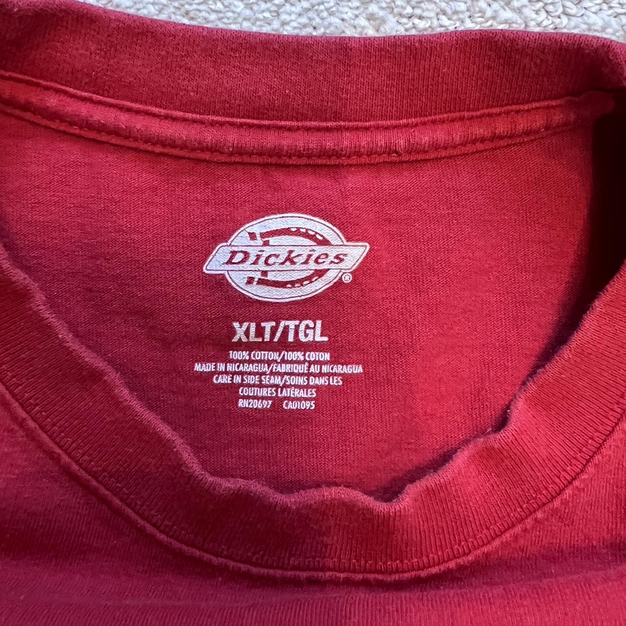 boxy fit red long sleeve dickies shirt - Depop