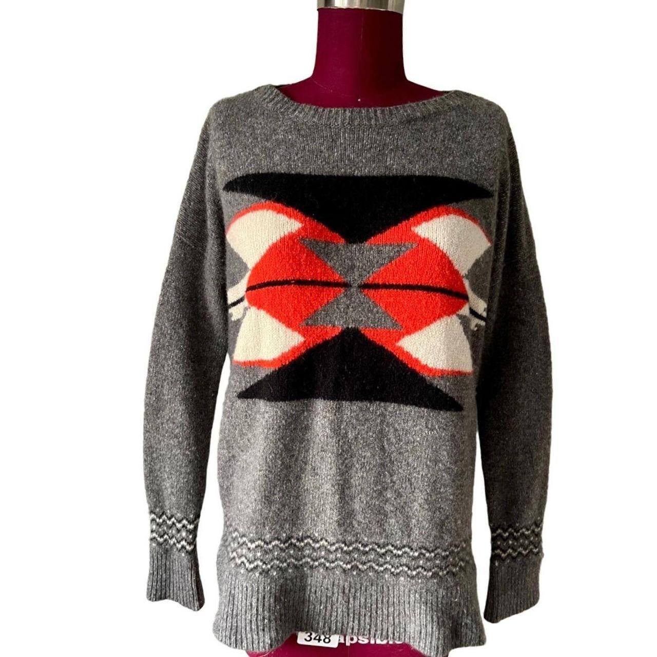 Autumn Cashmere Nordic Aztec Gray Cashmere Sweater Depop