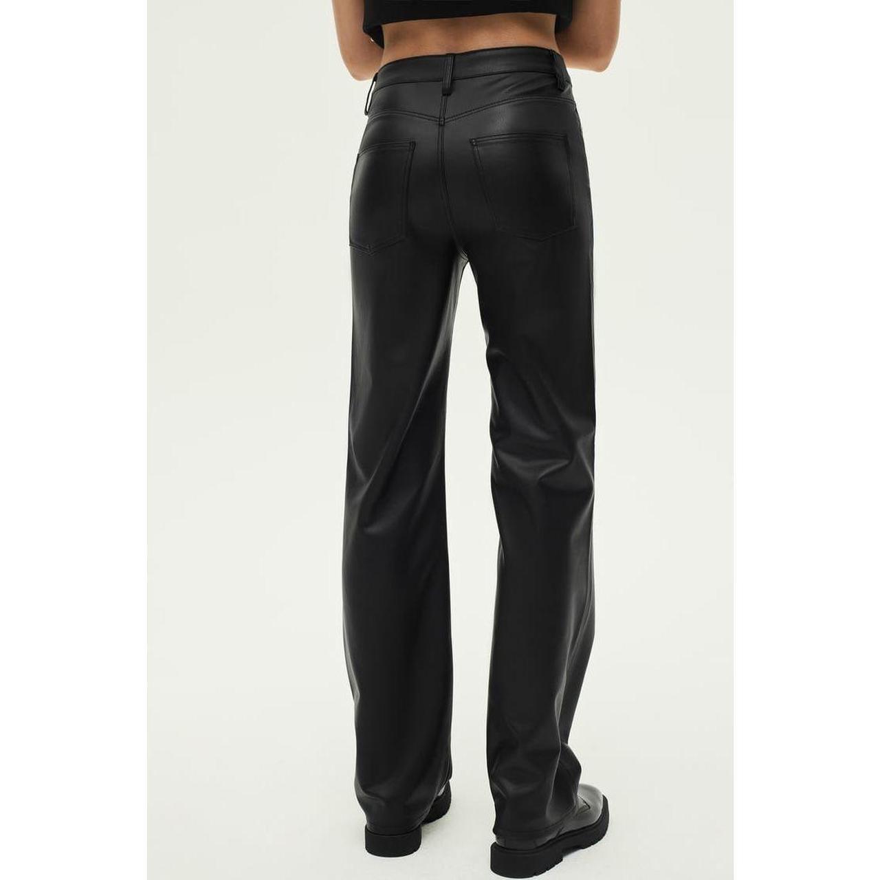 Zara Black Straight Leg Faux Leather Pants M