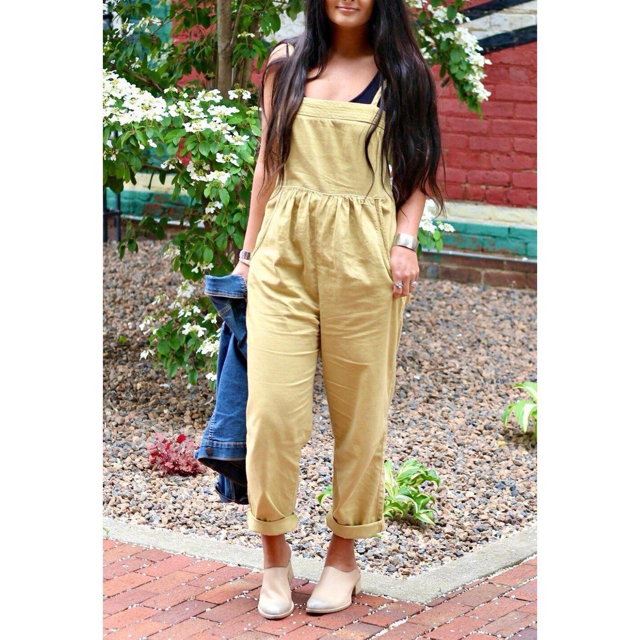 Anthropologie Equinox Postmark Yellow Jumpsuit size