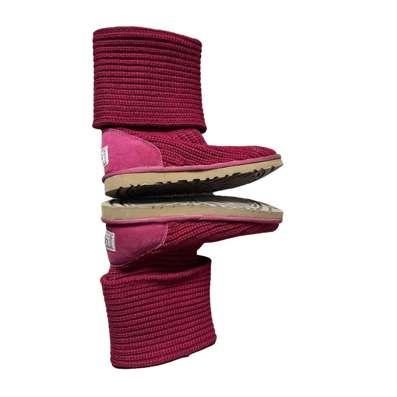 UGG Classic Cardy Knit Boots size 6 Maroon | Depop