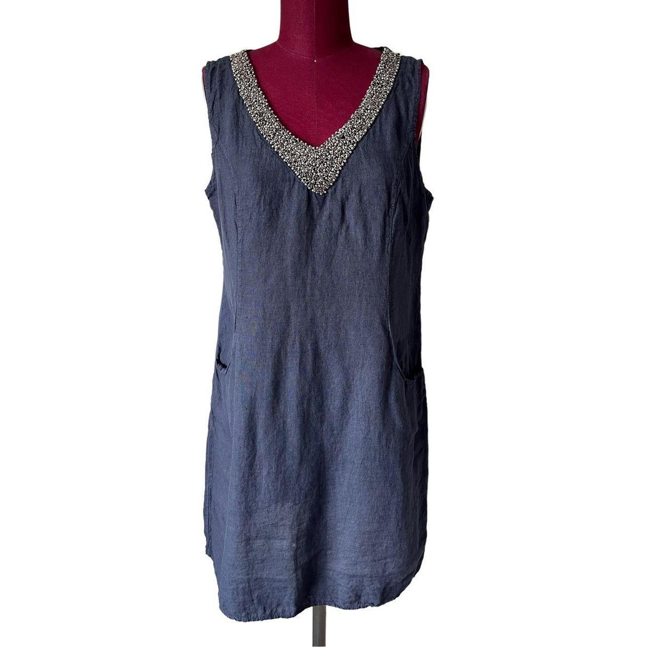Tomei Italy Lina Tomei Linen Dress Lina Tomei Dress Large Navy