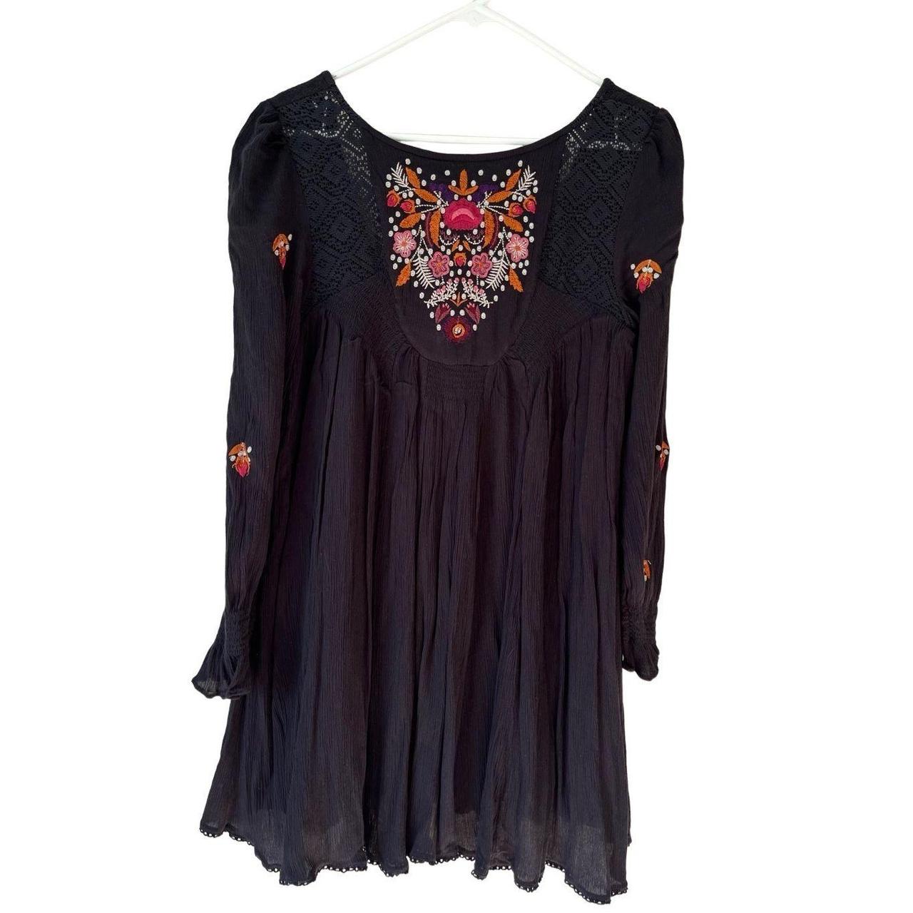 Free People Embroidered Mohave Moya Mini Dress black